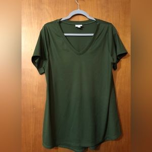 Lularoe Christy T army green, ribbed short sleeve  NWOT Large